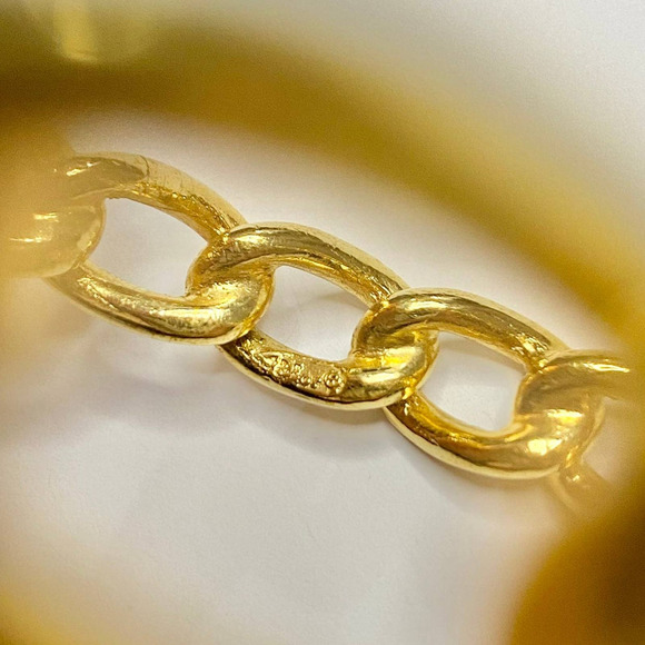 VTG Christian Dior Gold Tone Metal Chain Link Bangle Bracelet Signed - Picture 8 of 12